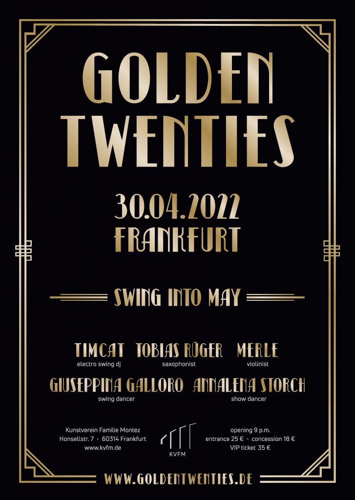 The Golden Twenties poster for our event in April.